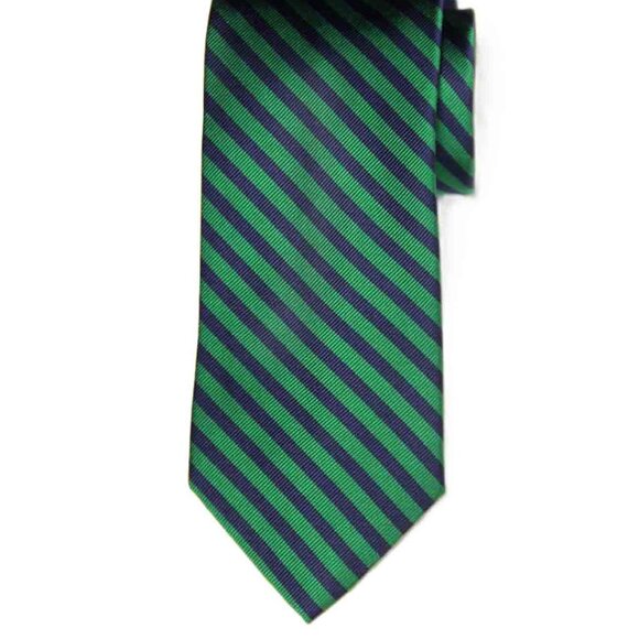 Jos A Bank Repp Stripe Tie Green Navy Blue Silk Executive Collection Men's - Picture 1 of 1